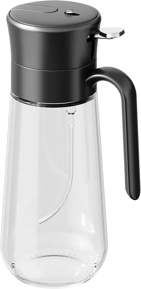 18 OZ Glass Oil Sprayer for Cooking 2 in 1 Olive Oil Dispenser Bottle for Kitchen Oil Dispenser Bottle & Oil Sprayer Bottle Food-grade Oil Mister for Air Fryer, Salad, Frying, BBQ (Black)
