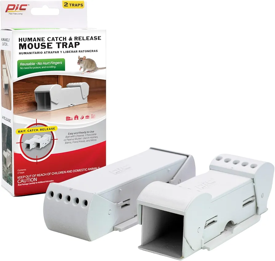 PIC POMT Humane Catch and Release Mouse Trap, 2-Pack