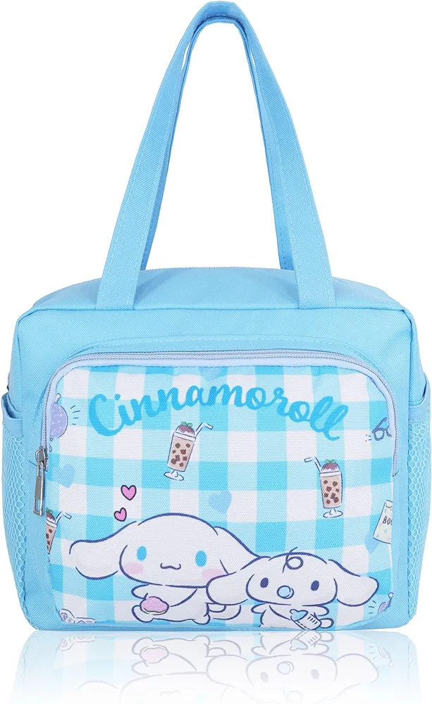 Roffatide Anime Cinnamoroll Lunch Bag for Women Men Leakproof Lunch Box Large Compartment Tote Lunch Container for Work Travel Blue