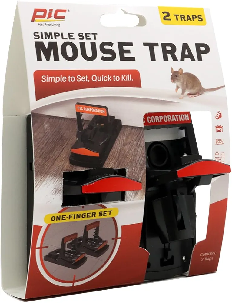 Pic PMT2 Plastic Mouse Trap, 2-Pack