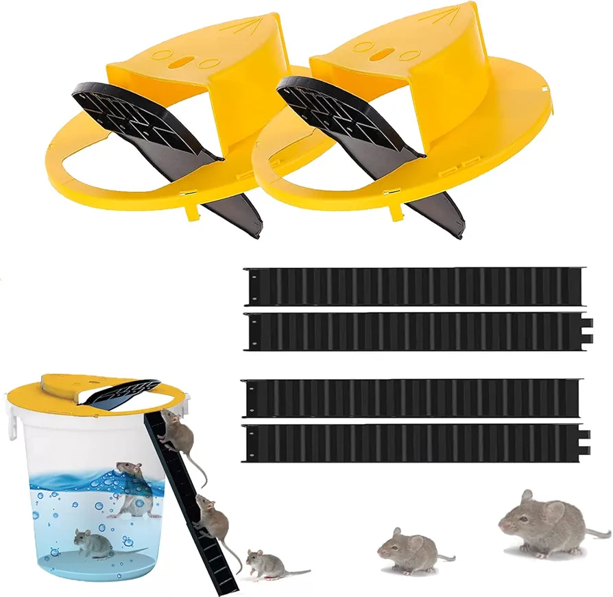 Mouse Trap Bucket Flip Lid (2 Pack) for 5 Gallon Bucket, Mouse Trap Bucket, Bucket Lid Mouse Trap, Humane Mouse Trap Mice Trap Rat Trap, Indoor/Outdoor/Patio/Chicken Coop