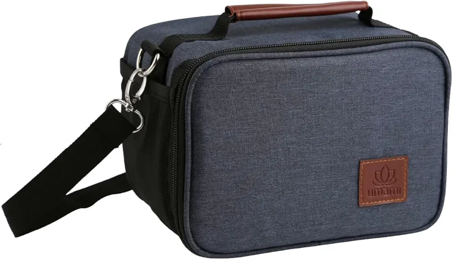 Umami Insulated Lunch Box Bag Women & Men w/Water Bottle Pocket w/Adjustable Shoulder Strap, Perfect-Size, Great for Work and Travel