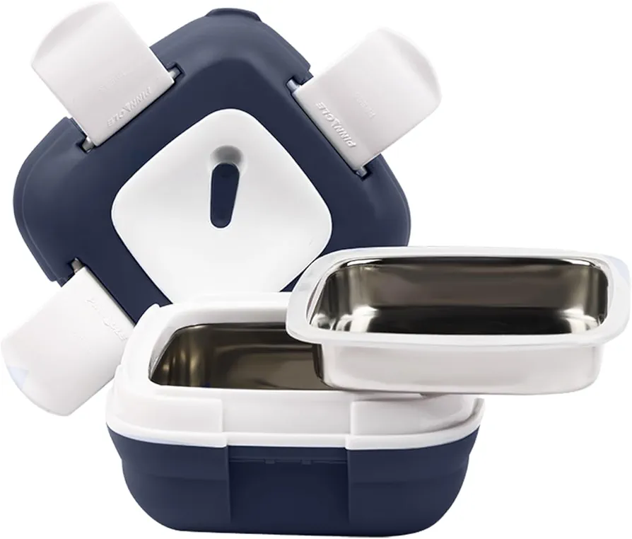 Pinnacle Lunch Box Insulated Leak Proof Lunch Box for Kids/Adults - Stainless steel Thermal Bento-Style Lunch Box Container With Additional Tray for Salad/Soup (Navy, 33 oz)