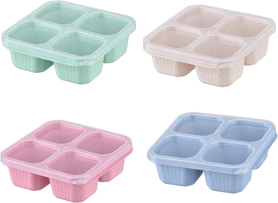 Cadult Lunchable Containers, Bento Snack Boxes, Reusable 4-Compartment Meal Prep Containers, Divided Food Storage Container with Lid for Adults, Food Storage Containers for Work Travel(4pcs)