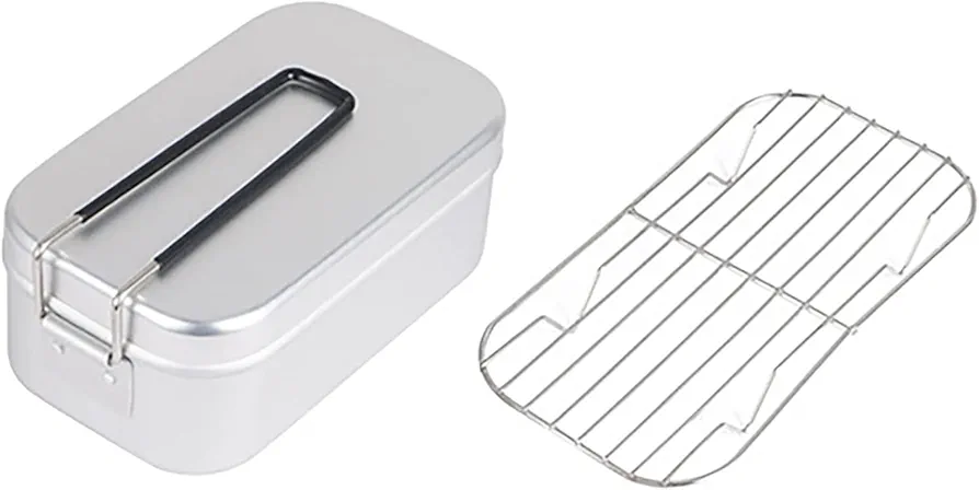 Tyenaza Bento Box Set, Stainless Steel Food Container Portable Lunch Box with Folding Handle & Lid for Camping Working Outdoor Picnics (grey)
