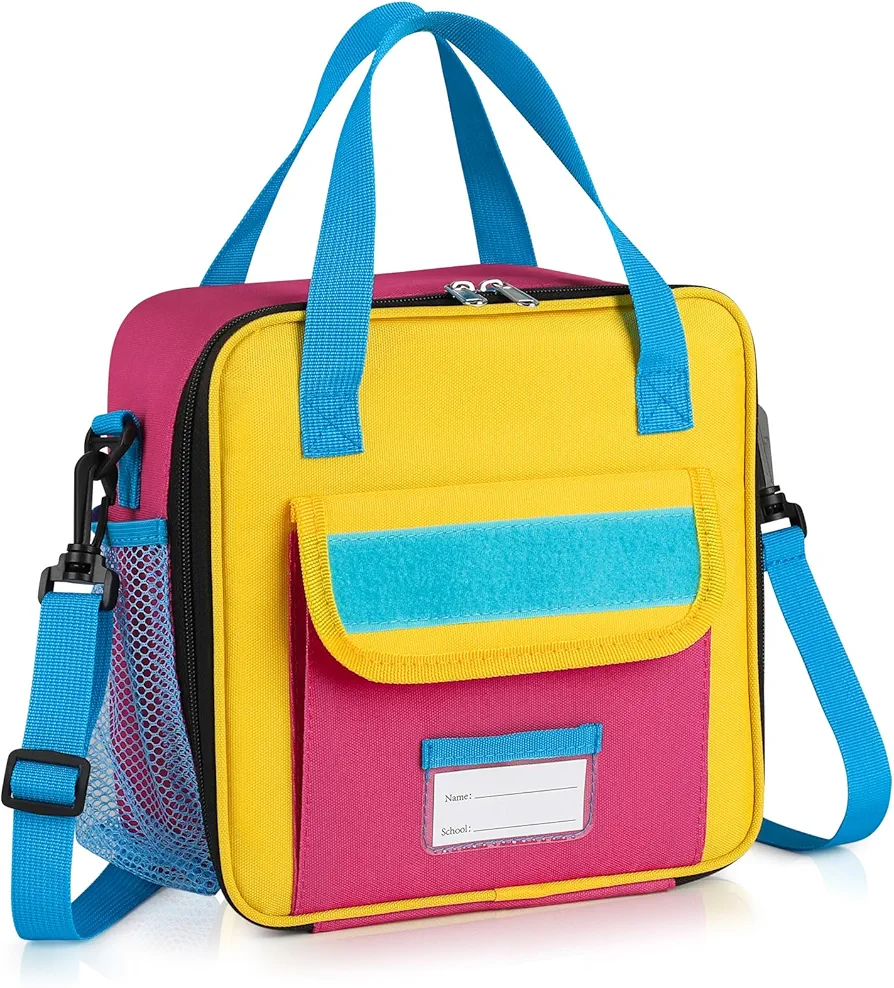 REDSHELL Lunch Box Kids, Large Insulated Lunch Bag for Boys Girls, Cooler Lunchbag, Toddler Lunchbox, School Daycare Lunch Tote Pail with Water Bottle Holder Shoulder Strap, Gifts for Kids, Pink
