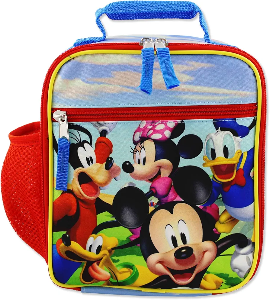 Disney Mickey Mouse Boys Girls Toddler Soft Insulated School Lunch Box (One Size, Red/Blue)