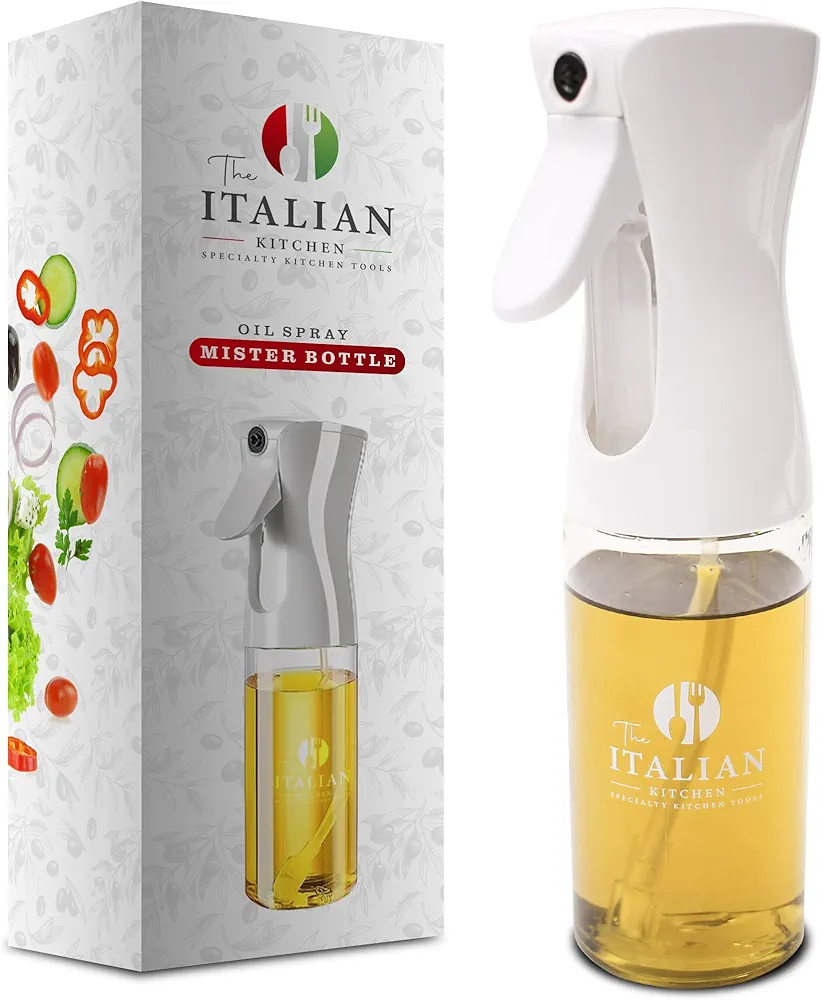 The Italian Kitchen Advanced Olive Oil Spray Bottle for Cooking - Oil Sprayer for Air Frying, Salad Dressing Mister, and More