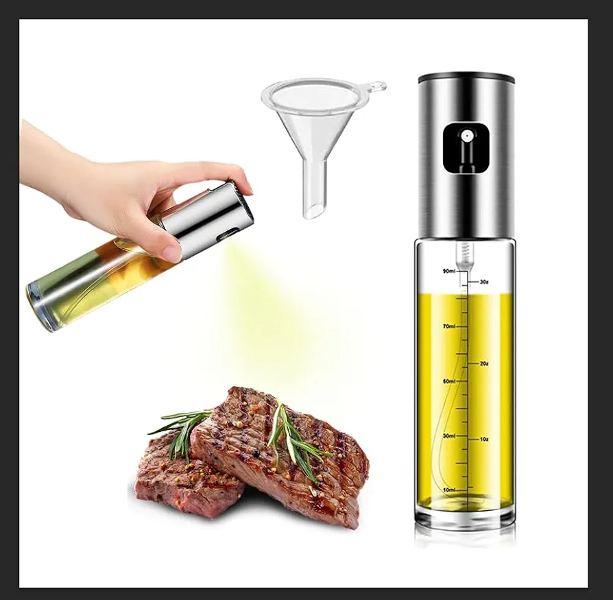 Oil Sprayer Bottle for Cooking,100ml Olive Oil Spritzer Mister Refillable with Scale for Air Fryer, Salad,BBQ, Barbecue,Roasting, Baking, Frying, Grilling