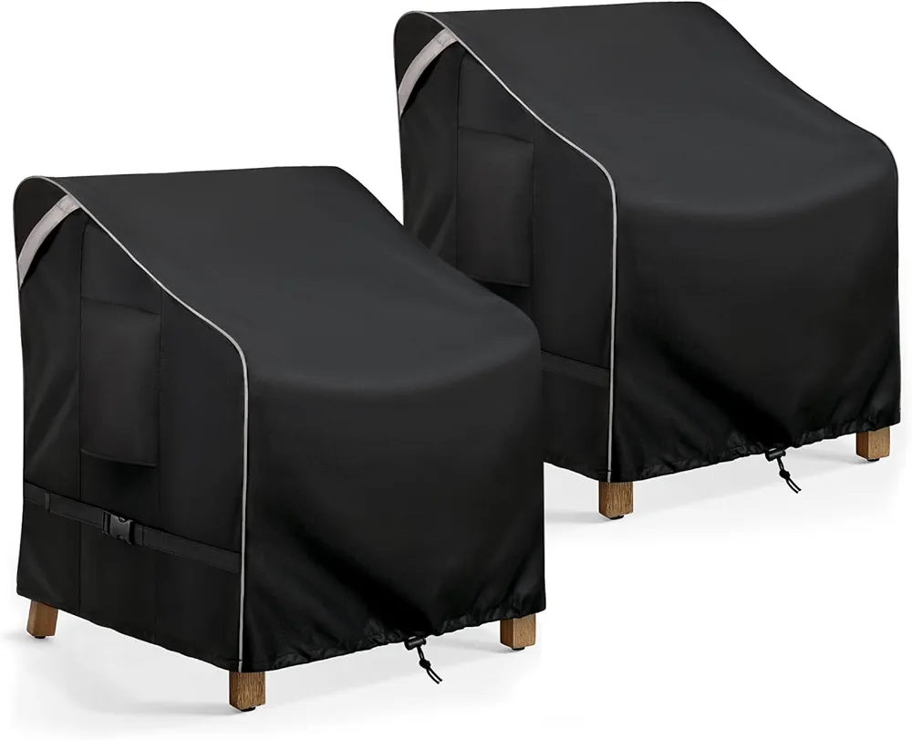 COSFLY Waterproof Outdoor Furniture Covers Heavy Duty, Patio Chair Covers 2 Pack Durable - Fits up to 31.5W x 33.5D x36H Inches (Black)