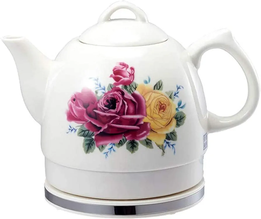 Kettles, Ceramic Electric Kettle Cordless Water Teapot, Teapot-Retro Jug, 1000W Water Fast for Tea, Coffee, Soup, Oatmeal-Removable Base, Automatic Power Off,Boil Dry Protection/1L hopeful