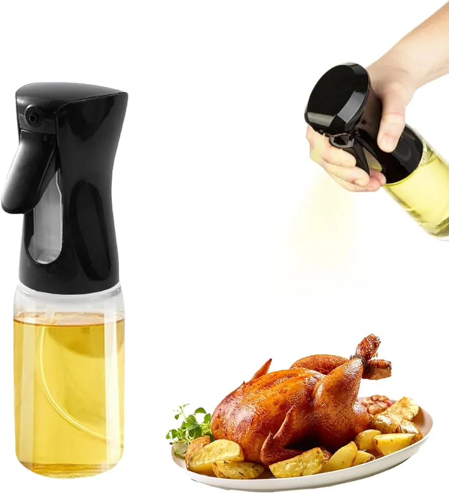 Oil Sprayer for Cooking, Olive Oil Sprayer Mister, 100ml Glass Olive Oil Spray Bottle, Leak-Proof Kitchen Gadgets Accessories for Air Fryer, Widely Used for Salad Making, Baking, Frying, BBQ（Black）