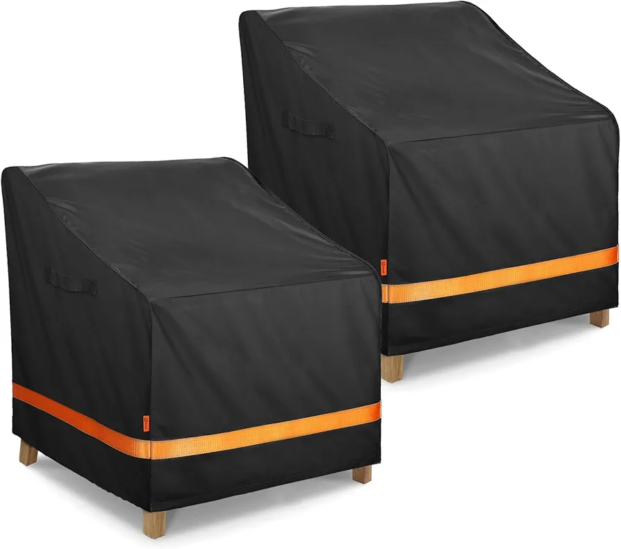 joyhalo Outdoor Patio Chair Covers Waterproof, 2 Pack Patio Furniture Covers UV-Resistant Weather Resistant Fits Up to 35W x 37D x 36H, 600D Heavy Duty Oxford Fabric Outdoor Chair Covers for Winter