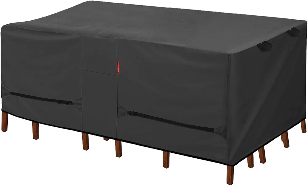 Porch Shield Patio Table Cover - Waterproof Outdoor Dining Table and Chairs Furniture Set Cover Rectangular - 75 x 43 inch, Black
