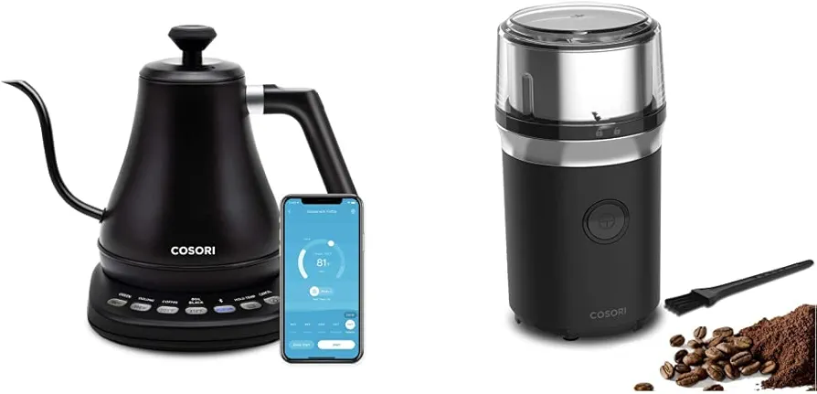 COSORI Electric Gooseneck Kettle, Matte Black & Coffee Grinder Electric, Coffee Beans Grinder, Espresso Grinder, Coffee Mill also for Spices, Herbs, Grains, Black