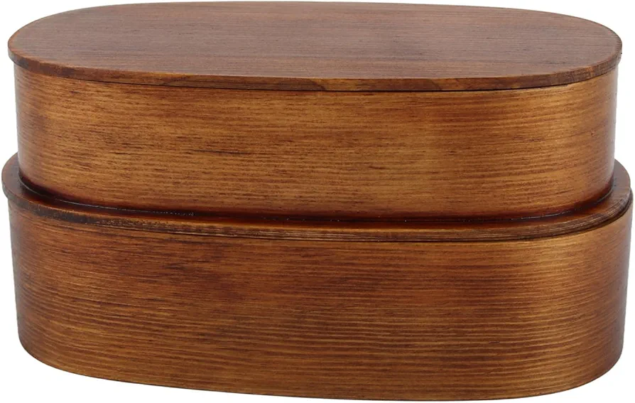 Wooden Lunch Box for Adult LeakProof Japanese Style wooden Bento Boxes Food Storage Container for Workers(Antique lacquer)