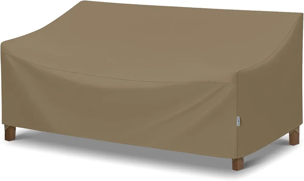 SunPatio Outdoor Couch Cover 80 Inch, Heavy Duty Waterproof 3-Seater Patio Sofa Cover with Seam Taped, Fade & Wind & Rip Resistant Patio Bench Cover for Outdoor Furniture, 80" L x 36" W x 30" H, Taupe
