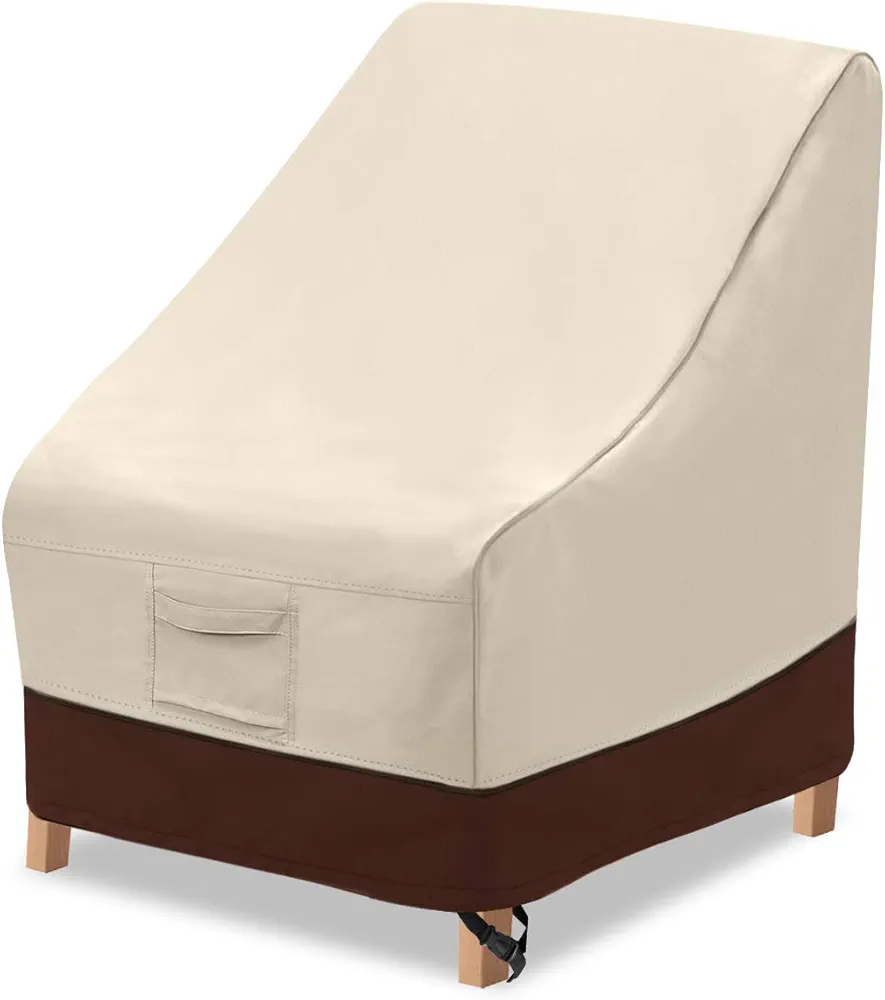 Vailge High Back Patio Chair Cover,Waterproof Outdoor Chair Covers,600D Heavy Duty Dining Cahir High-Back Chair Lawn Patio Furniture Cover - 35 L x 28W x 35" H, Beige & Brown