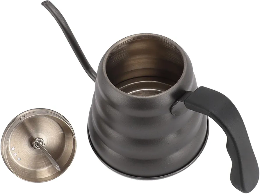 Gooseneck Coffee Kettle with Thermometer 1200ml Stainless Steel Pour Over Pot, Humanized Handle, Fast Heating for Multiple Use