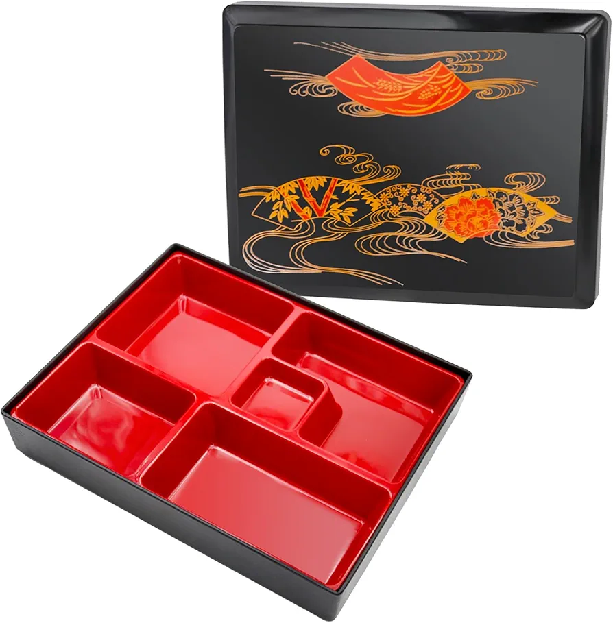 UOIENRT Japanese Bento Box with Lid, Japanese Sushi Tray Lunch Box Plastic Snack Serving Tray Traditional Bento Box (Large)