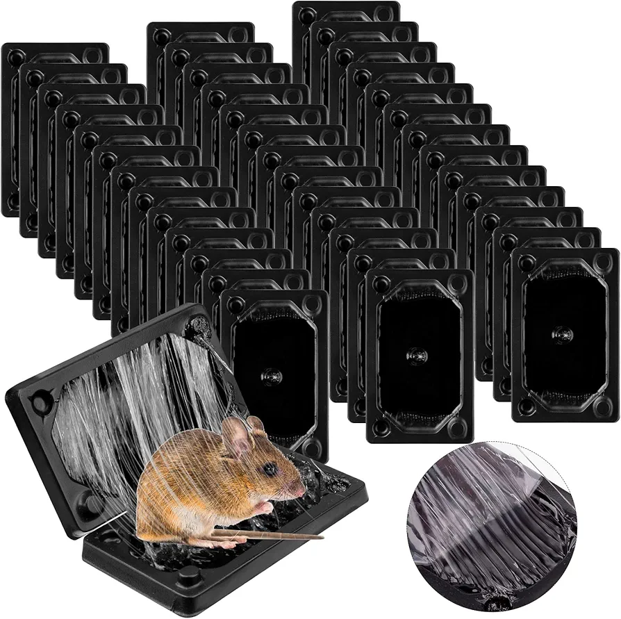 40 Pcs Baited Mouse Trap, Glue Traps, Adhesive Rat Trap, Plastic Sticky Straps, Pest Control Traps for Household Pests Mouse Traps House Indoor Outdoor, Simple and Easy to Use (5.1 x 3.1 inch)