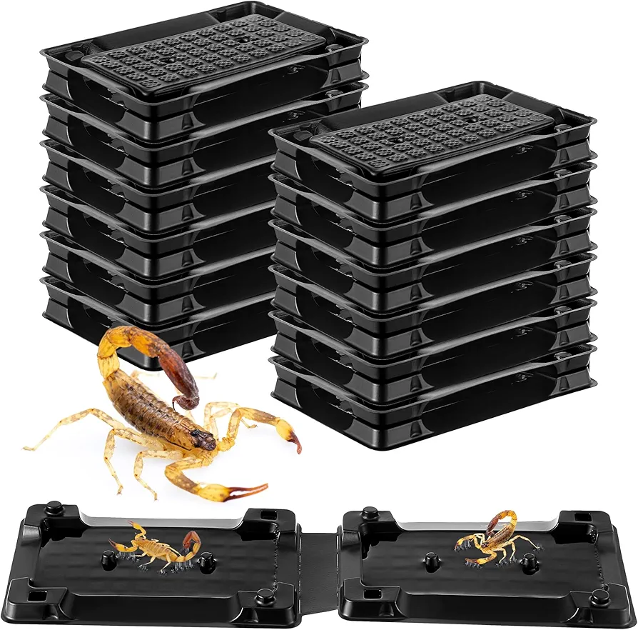 Qualirey 12 Scorpion Glue Tray Traps, Adhesive Scorpion Killer Indoor, Pet and Children Safe, Scorpion Repellent, Insect Traps Indoor, Sticky Bug Catcher for Basement, Bathrooms and Garage