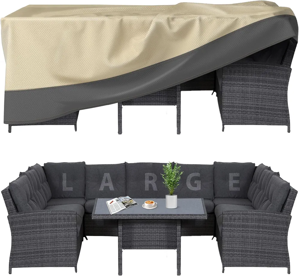 Patio Furniture Covers Waterproof Heavy Duty, 90"x64"x28" Large Outdoor Dining Table and Chair Covers/ Waterproof UV Snow Resistant/ General Purpose Outside Sectional Sofa Set Covers