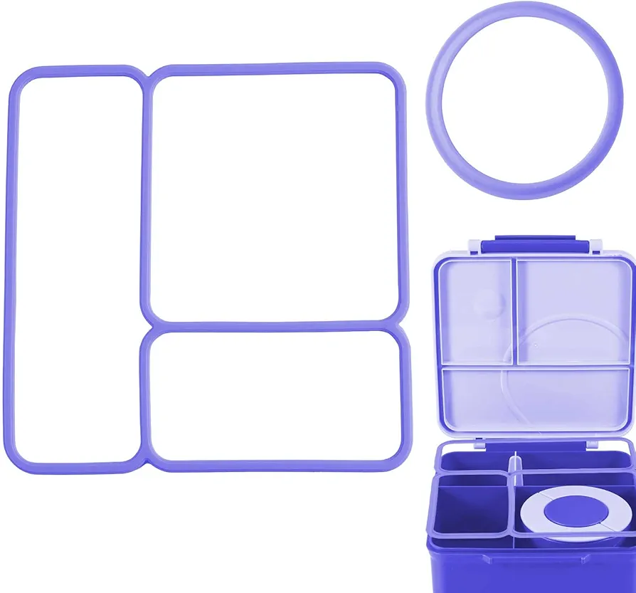 Lid Seal Gasket Kit, Exact Fit Replacement Part For Kids Bento Lunch Box With Insulated Food Container Silicone Seal Replacement Accessories Sealing Ring for Bento Box (Purple)