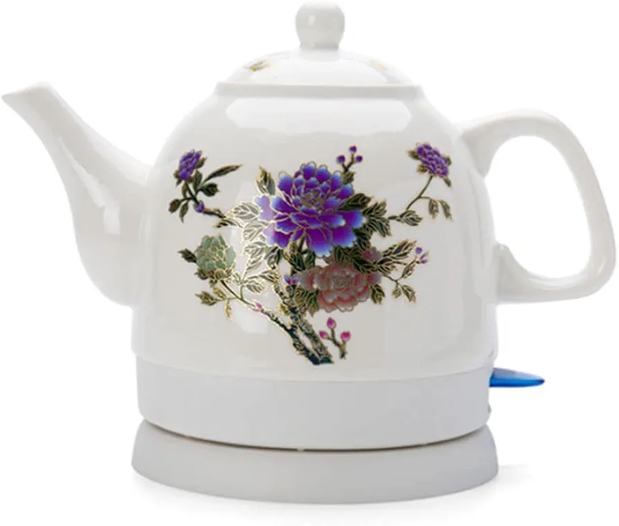 Electric Water Kettle Raditional Electric Kettle Country Rose Ceramic Cordless Fast Boil 1L Electric Vintage Style Electric Hot Water Tea Kettle Electric Tea Kettle