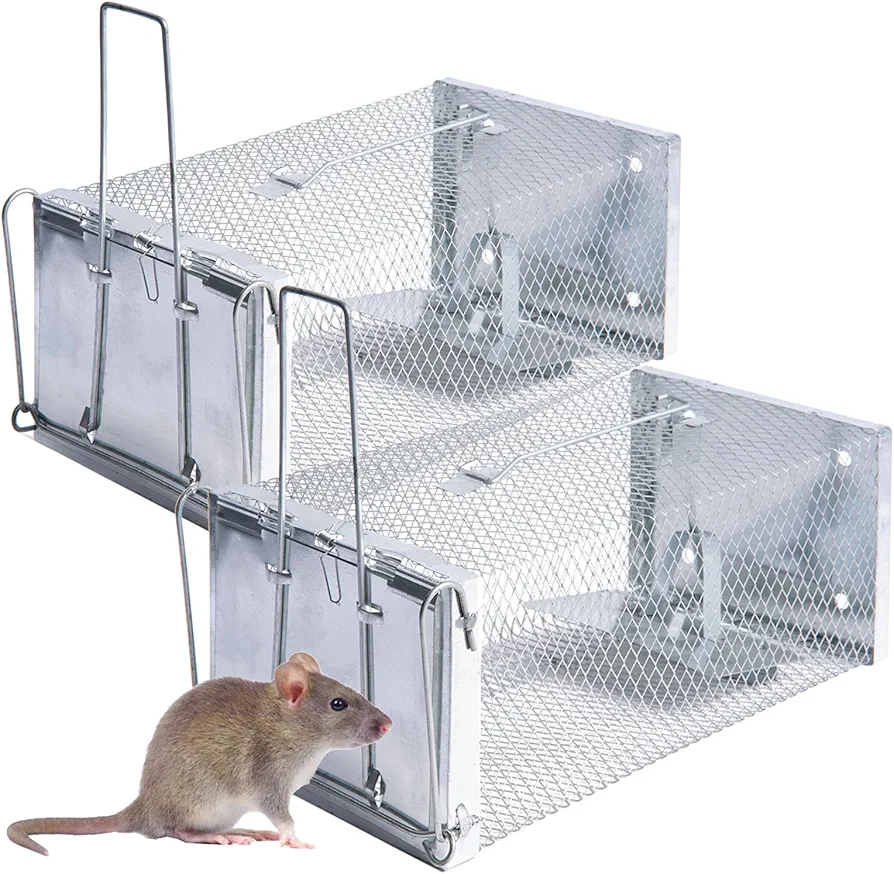 2 Pack Live Animal Traps Cage for Mice and Chipmunks,Humane Trap with with Pedal.