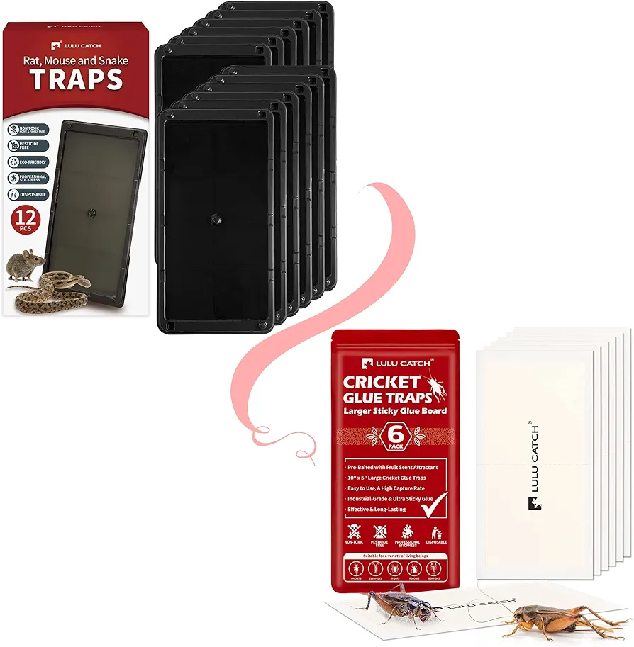 LULUCATCH Mouse Glue Traps & Super Sticky Cricket Insect Bugs Traps