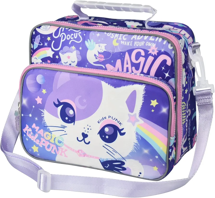 Purple Cat Lunch Box, Aluminum, 10.23 x 5.27 x 8.62 in