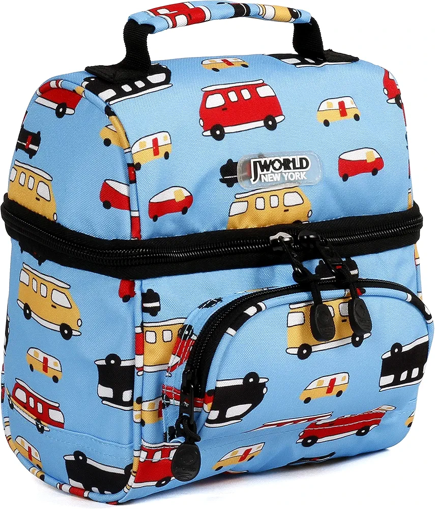 J World Corey Kids Lunch Bag. Insulated Lunch-Box for Boys Girls, Minibus