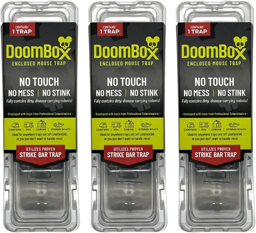 DoomBox™ Clear Enclosed Mouse Trap | Highly Effective and Keeps The Mess with The Mouse | Patented Click-It™ Closure Technology | Safe for Kids & Pets | Certified Child Resistant | Made in USA (3)