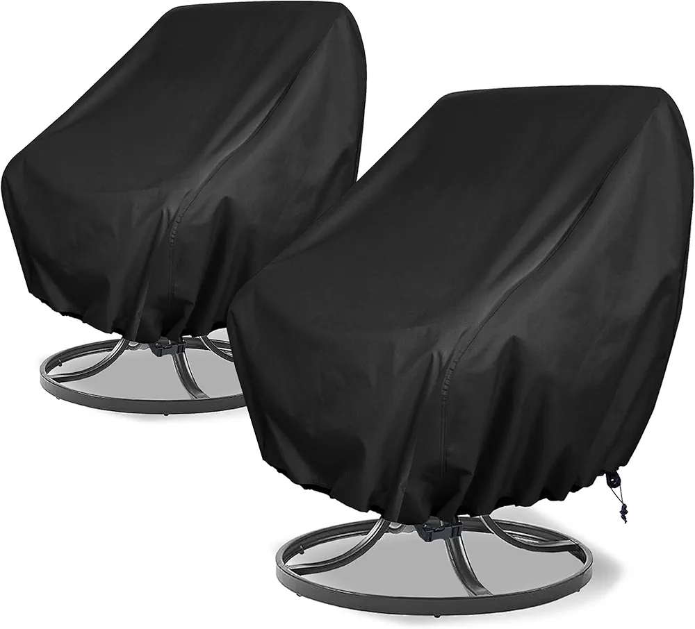 EGIS Swivel Patio Chair Cover 2 Pack,600D Waterproof Heavy Duty Chair Covers,Swivel Chair Covers for Outdoor Furniture,37.5''W x 39.25''D x 38.5''H,Black