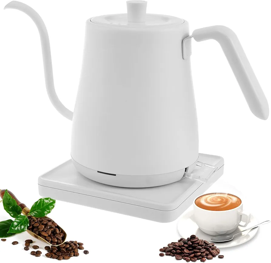 Electric Kettle, 800ml Kettle Ultra Fast Boiling Hot Water Kettle Stainless Steel, Auto Shutoff Anti-dry Protection, Hot Water Boiler for Pour-over Coffee & Tea, Leak-Proof Design (White)