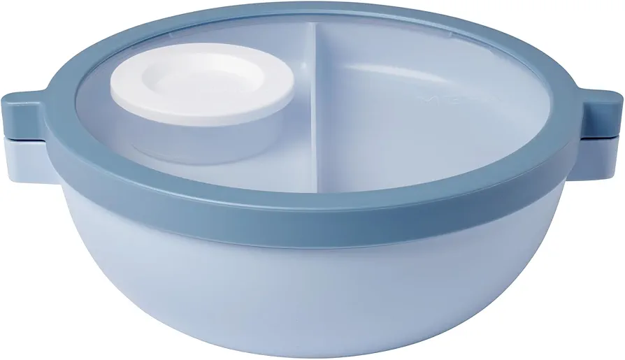 Mepal - Vita bento box - Lunch box with compartments - Extra tray with lid, dressing tray and tray - Bento lunch box - Salad box - Nordic blue