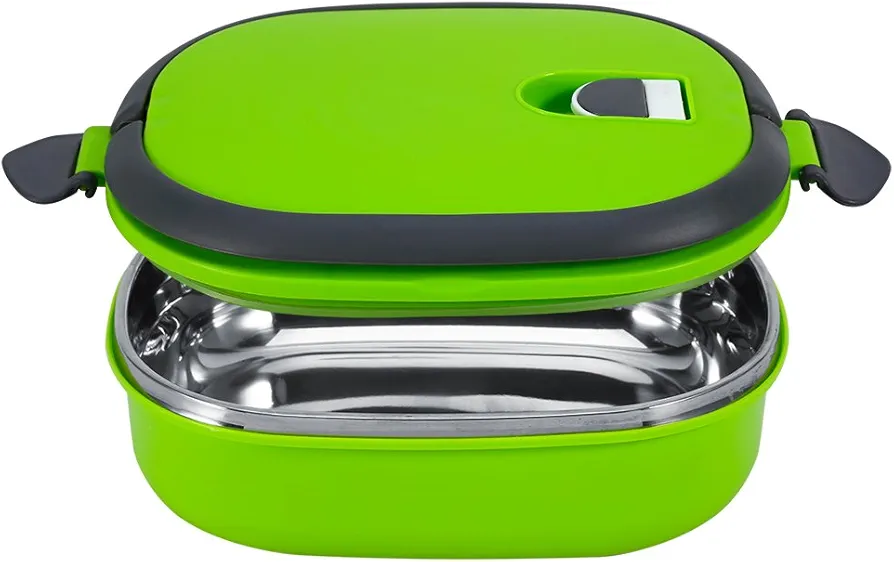 Yosoo Stainless Steel Lunch Box, Bento Container for Adults, Thermal Insulated Meal Prep Lunch Food Container, 800ml, Green