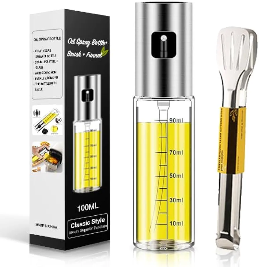 Oil Sprayer for Cooking, Oil Spray Bottle, Oil and Vinegar Dispenser, Oil Sprayer Spray Bottle with Brush for Cooking Oil, Olive Oil Sprayer for Cooking, Hot Air Fryer, Salad, Grill