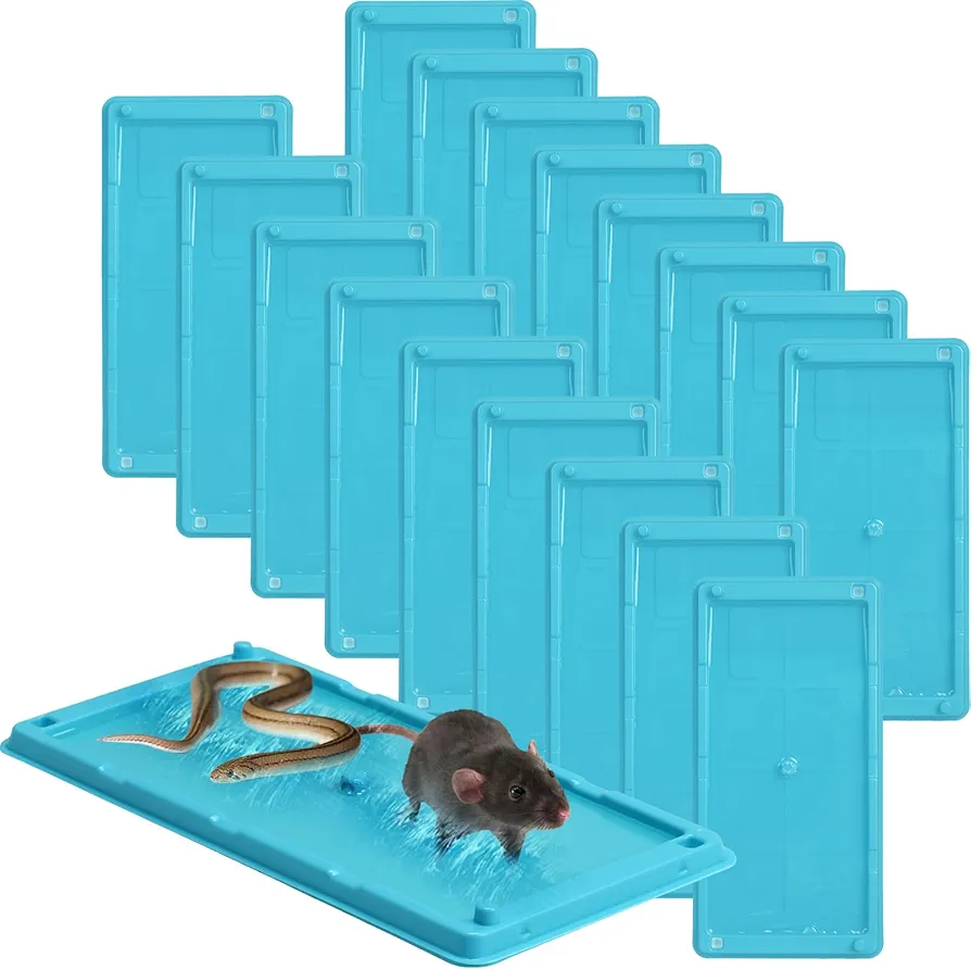 18 Pcs Glue Mouse Traps Mouse and Insect Glue Traps Plastic Mouse Sticky Traps for Mice Rats Snake Lizard Insect Spider for Indoor Home Warehouse Courtyard Kitchen (Blue)