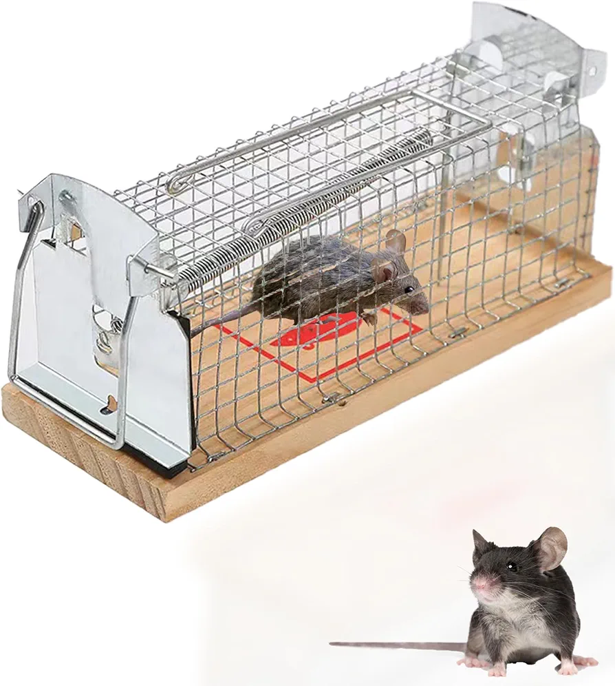 Large Metal Rat Trap Cage Mouse Traps with Sensitive Spring Mechanism - 11.4x4.7x4.7 inches, 1 Pound - Ideal for Home, Restaurant, Hotel, Office, Warehouse