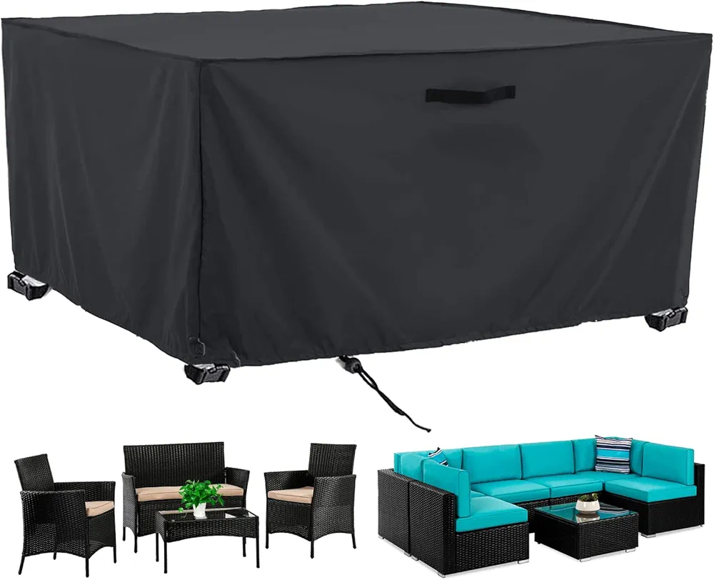 Outdoor Patio Furniture Cover Rectangular, Lounge Sofa Cover, Waterproof Anti-UV Dustproof Tear Resistant 420D Thick Oxford Fabric Patio Table and Chair Cover, 95 x 63 x 39 inch