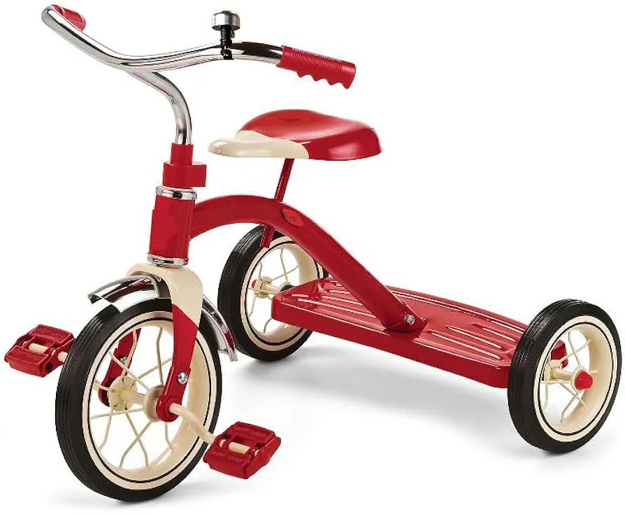 10” Pedal Pusher Tricycle for Kids Ages 3+, Toddler Trike for Beginner Riders
