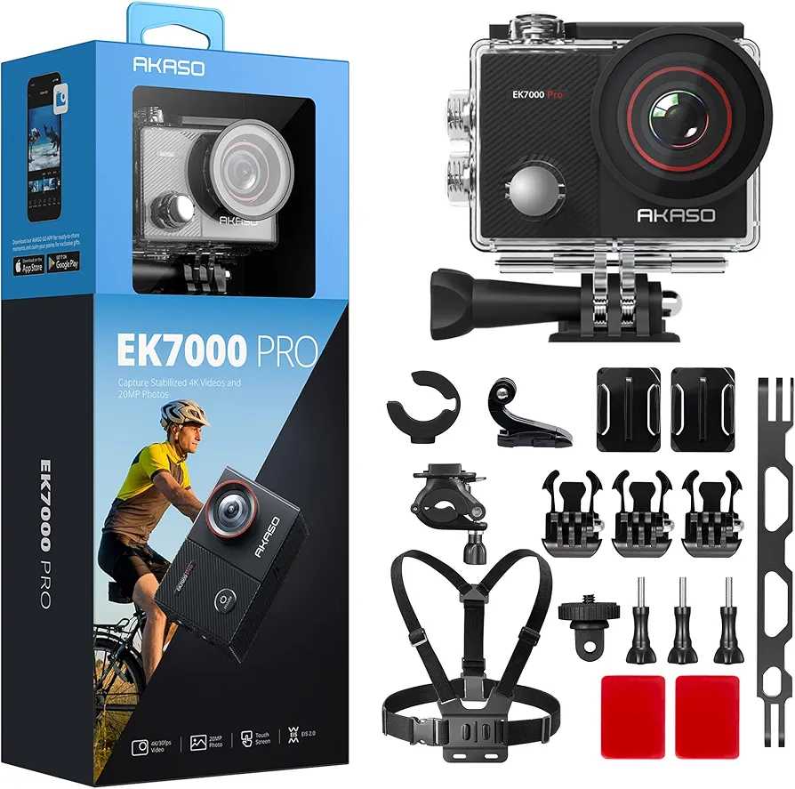 AKASO EK7000 Pro Action Camera Bike Accessories Kit Bundle