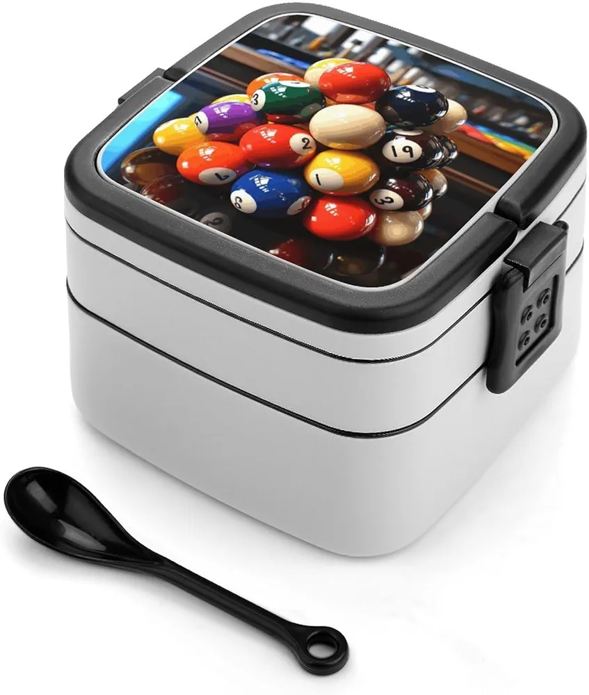 Bento Box Leak Proof Bento Lunch Box Stackable Color Billiards Printing Lunch Container For Adults Dining Out Work