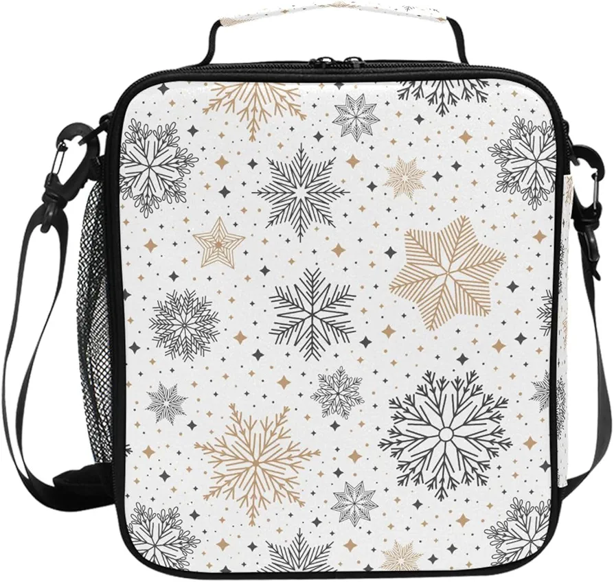 Stars Christmas Snowflakes Lunch Box Bag Large for Boys Girls Kid Insulated Lunch Bags Food Container Reusable Lunchbox Leakproof Bento Bag Lunch Tote Bag for Women Adults Work School Picnic