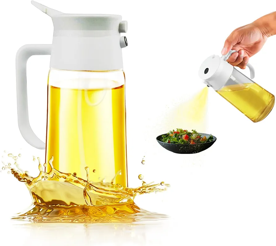 Glass Oil Dispenser - Versatile Oil Sprayer for Cooking, BBQ, Salad, and More, 500ml (17oz)