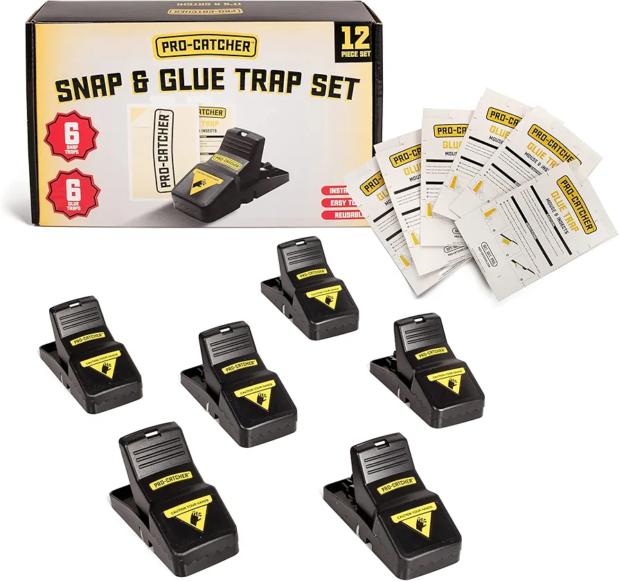 Mouse Traps, Mouse Traps Indoor, Mouse Traps Indoor for Home, Glue Traps for Mice and Rats, Trampas para Ratones, Mouse Glue Traps Indoor for Home, 6 Mice Traps 6 Glue Mouse Traps - 12 Pack