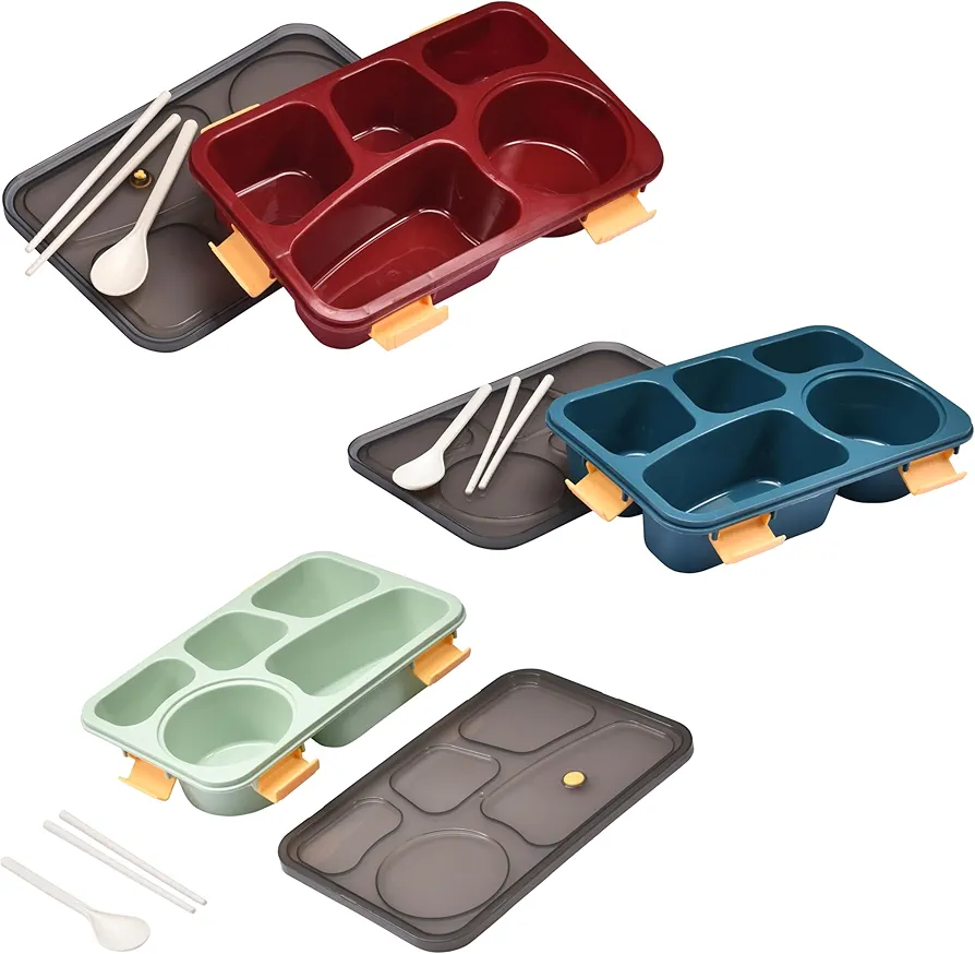 Bento Box Lunch Container - Adult Lunch Containers with Compartments - Microwave-Safe Bento Lunchbox for Kids & Adults - Lunches Made Easy with this Leak Proof Divided Lunch Box Containers