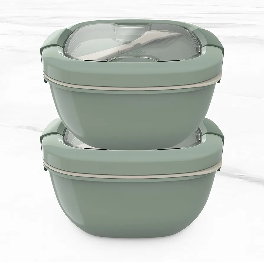 Bentgo Salad Bento Lunch Box, 2-Pack (Khaki Green)